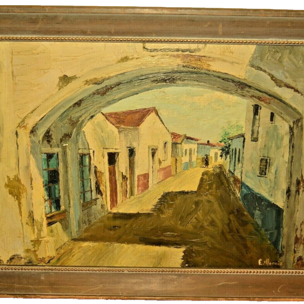 MORAIS Original Vintage Signed Western Cityscape Landscape Portrait Oil Painting