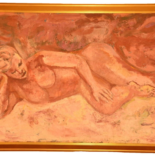 CZOBEL Original Vintage Signed Resting Reclining Female Figure Portrait Painting