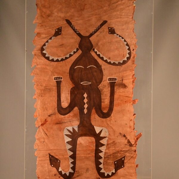 Original Vintage Asian Formosa Native Aboriginal Primitive Bark Brush Painting
