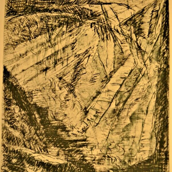 MICHAEL TORLEN Original Vintage Signed Abstract Mountain Ink Etching Engraving