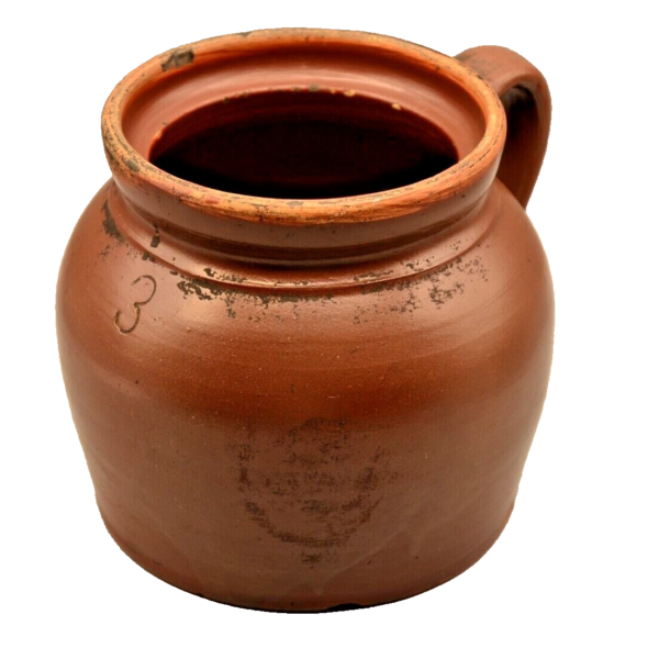 Antique Original Signed Glazed Ceramic Stoneware Pottery Crock 3 Qt Pitcher Jug