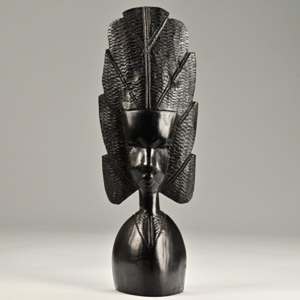 Antique Original Vintage African Makonde Kenyan Ebony Carved Head Bust Statue