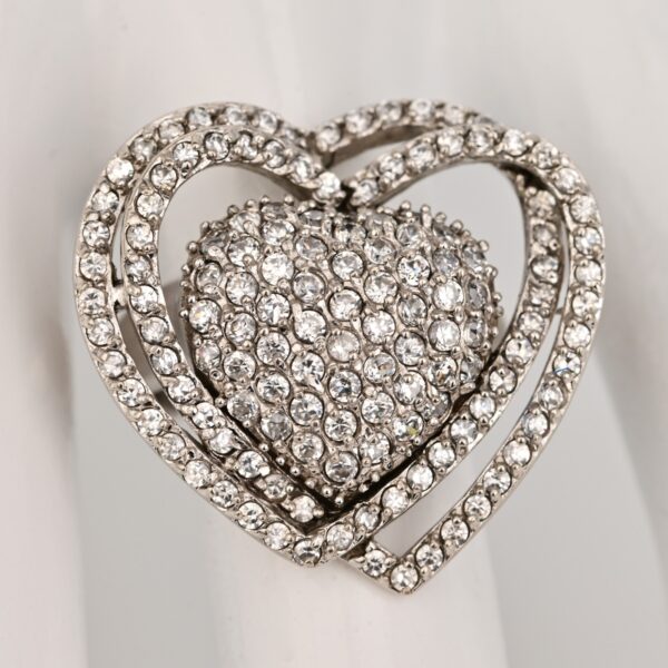 Original Vintage Sterling Siilver Zirconia Moissanite Gemstone Estate Heart Ring