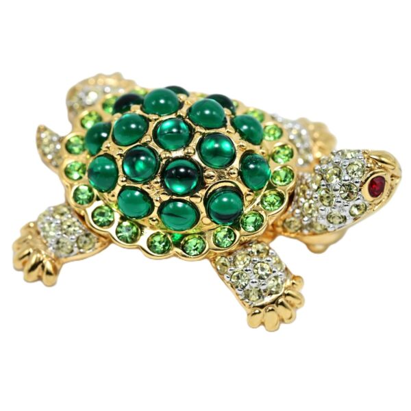 SWAROVSKI Vintage Original Signed Designer Crystal Cabochon Turtle Estate Brooch