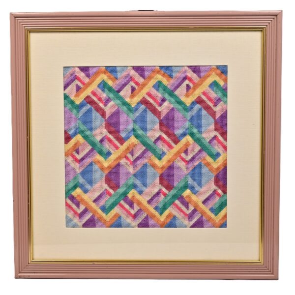 EDNA KATZ Original Vintage MCM Geometric Abstract Textile Needlepoint Tapestry
