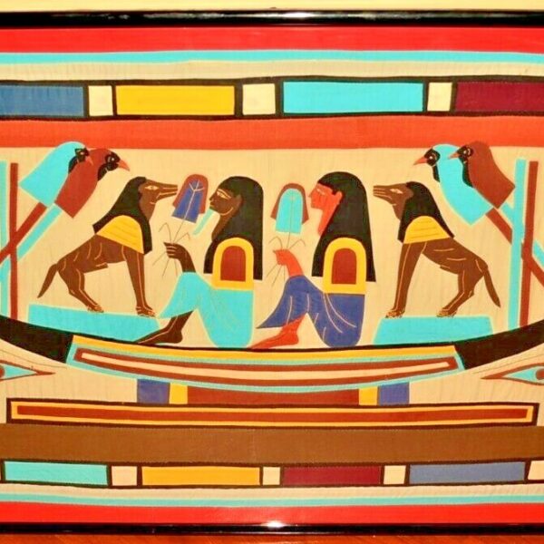 Antique Original Vintage Ancient Egyptian Goddess Horus Anubis Ra Quilt Tapestry