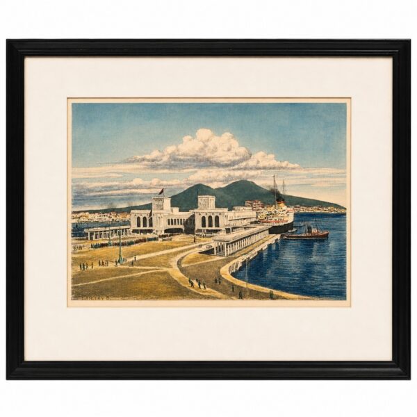 BELA SZIKLAY Original Vintage Signed Naples Itay Mount Vesuvius Color Etching