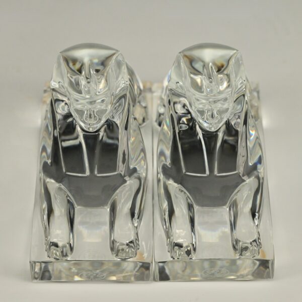 BACCARAT Original Vintage Signed Crystal Glass Sphinx Sculpture Figurine Statues
