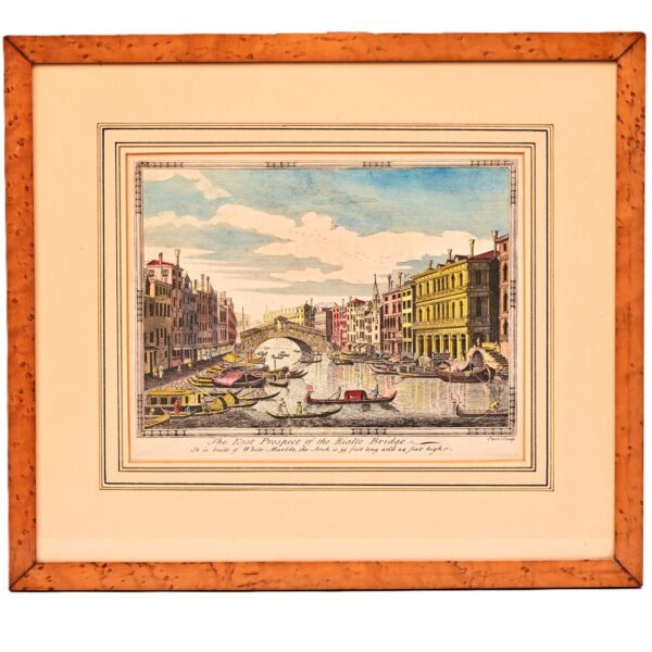 NATHANIEL PARR Original Signed Venetian Boat Bridge Old Master Engraving C.1740