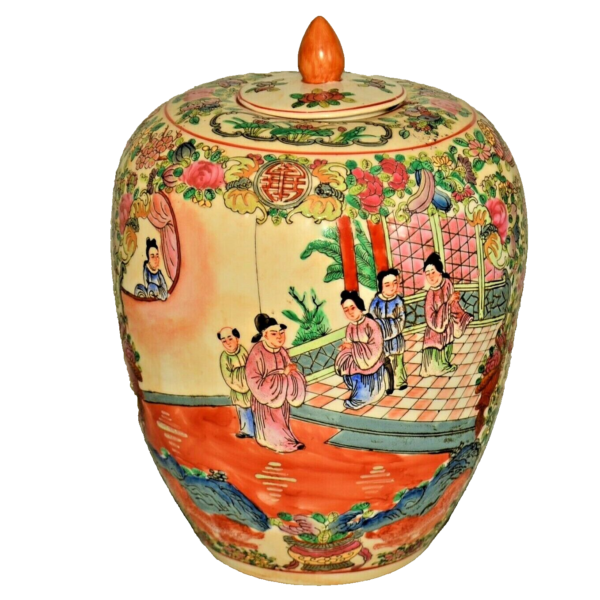Antique Original Vintage Chinese Imperial Famille Rose Porcelain Vase Ginger Jar