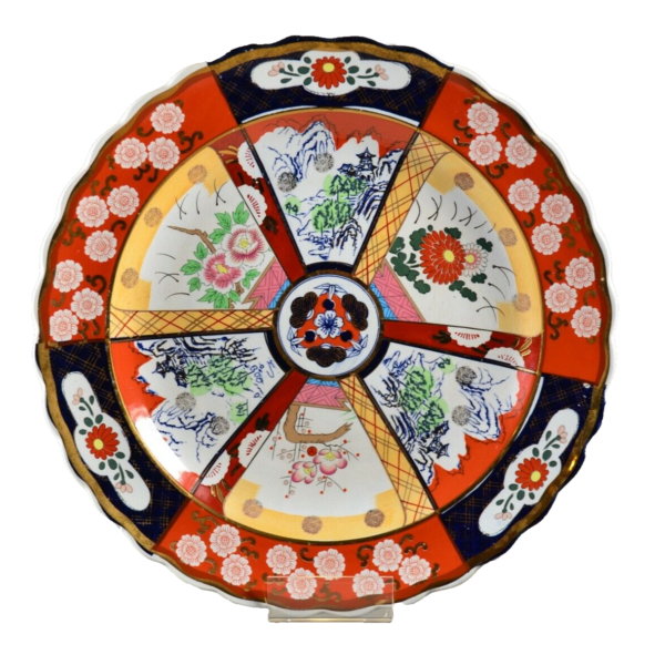 Antique Original Vintage Signed Imari Porcelain Hand Painted Meiji Charger Plate