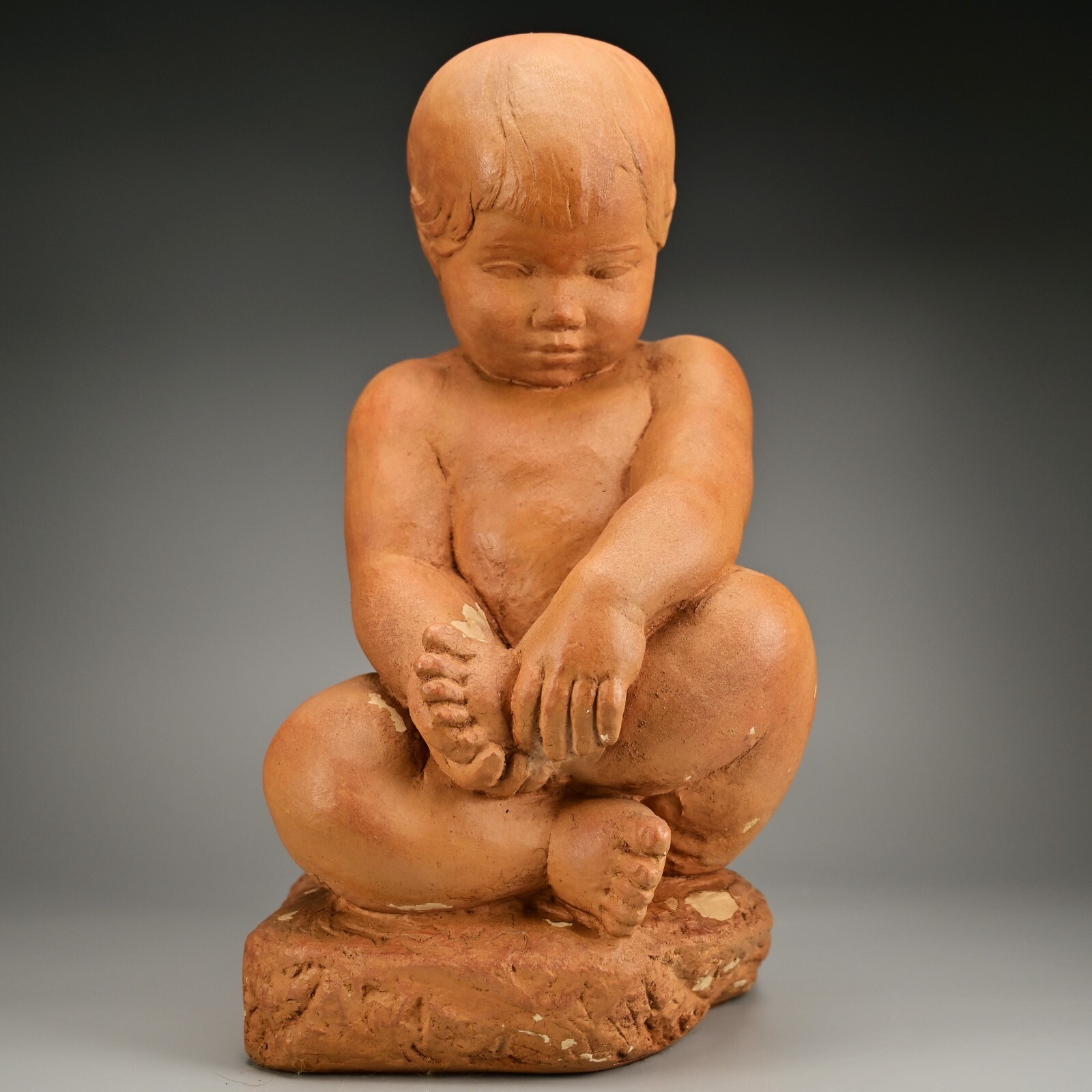MPI BBW Museum Original Vintage Signed Terracotta Ceramic Baby Statue Sculpture
