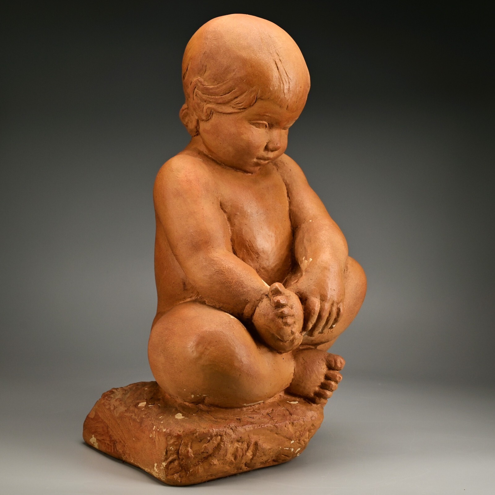 MPI BBW Museum Original Vintage Signed Terracotta Ceramic Baby Statue Sculpture