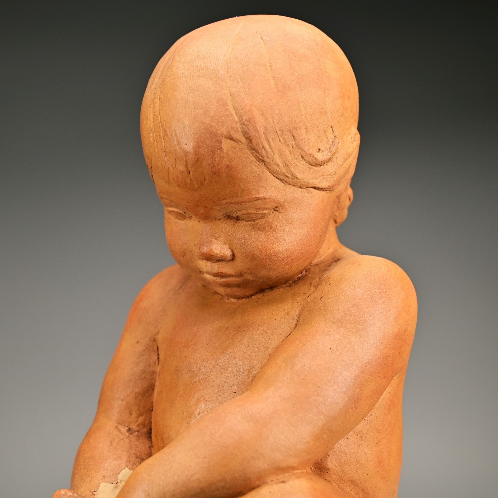 MPI BBW Museum Original Vintage Signed Terracotta Ceramic Baby Statue Sculpture