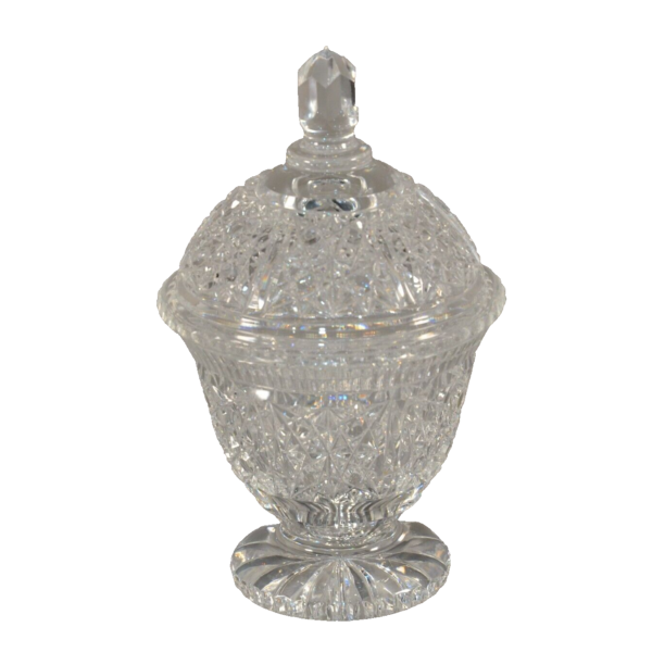 Antique Original Vintage Brilliant Crystal Cut Glass Candy Dish Bowl Lidded Jar