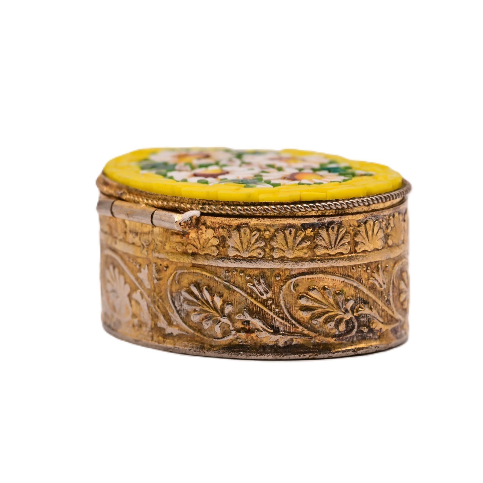 Antique Original Vintage Murano Glass Micro Mosaic Venetian Estate Trinket Box