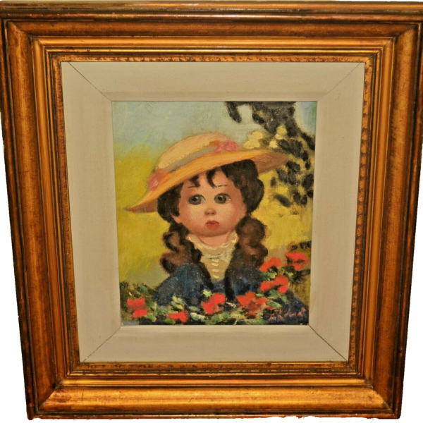 ROBERT HENRI Attr. Vintage Original Signed Landscape Child Portrait Oil Painting