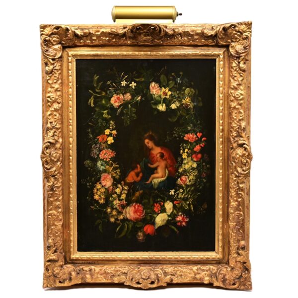 JAN BRUEGHEL Original Signed Floral Still Life Lady Portrait Old Master Painting
