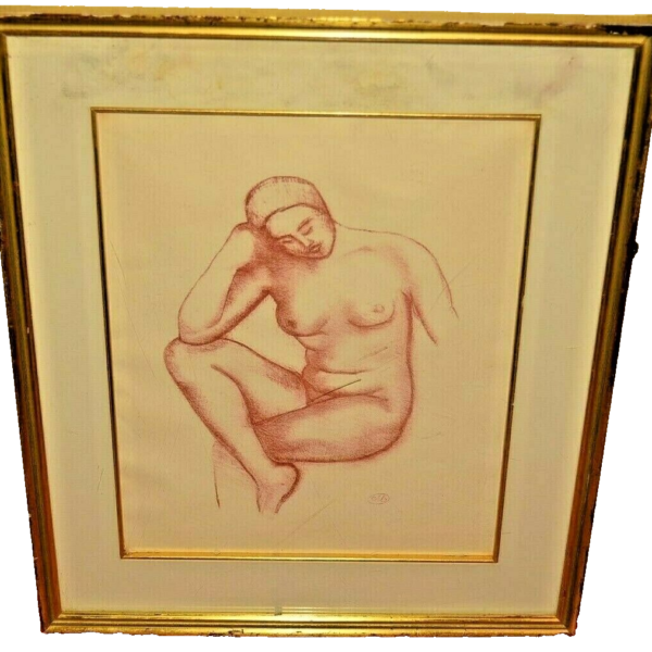 ARISTIDE MAILLOL Original Vintage Signed Female Nude Portrait Drawing Lithograph