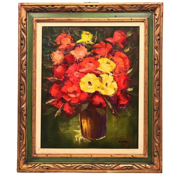 JACOB WILLIEMSEN Original Vintage Signed Floral Still Life Portrait Oil Painting