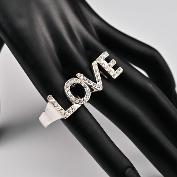 LOVE Letter Original Vintage Rhinestone Designer Cubic Zirconia Dual Estate Ring