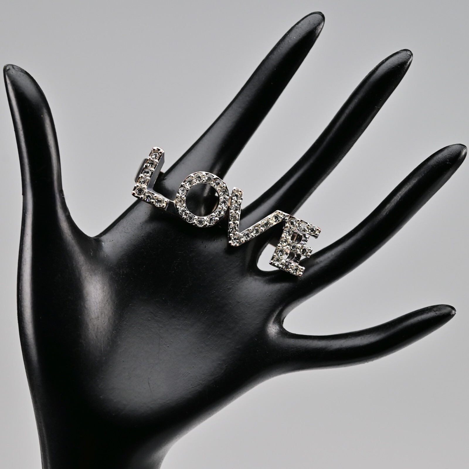LOVE Letter Original Vintage Rhinestone Designer Cubic Zirconia Dual Estate Ring