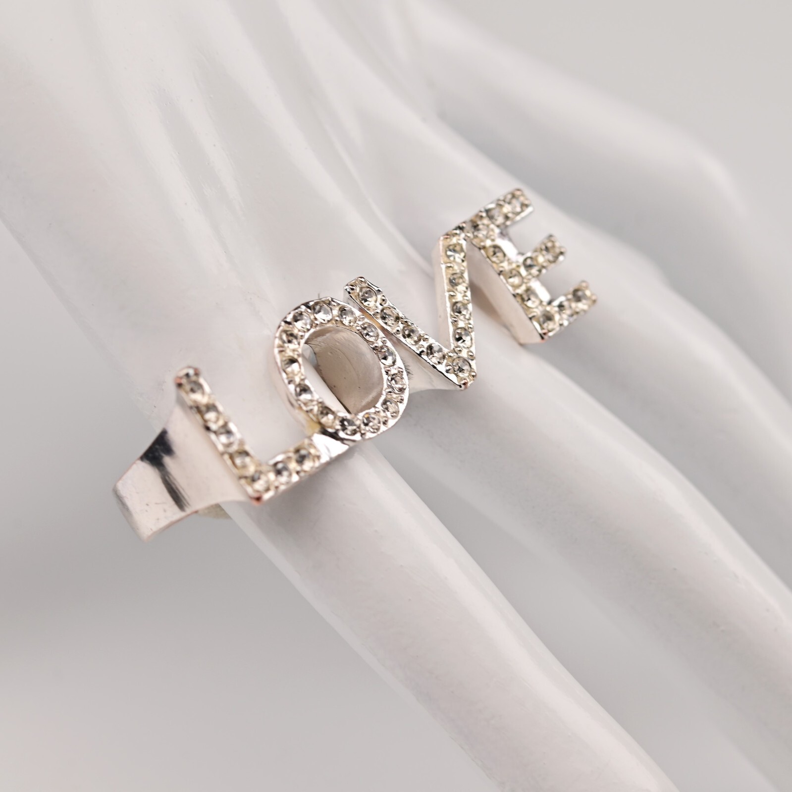 LOVE Letter Original Vintage Rhinestone Designer Cubic Zirconia Dual Estate Ring