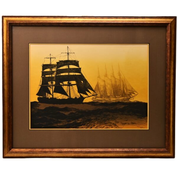 ELTON BENNETT Original Vintage Signed Roaring Forties Ship Seascape Serigraph