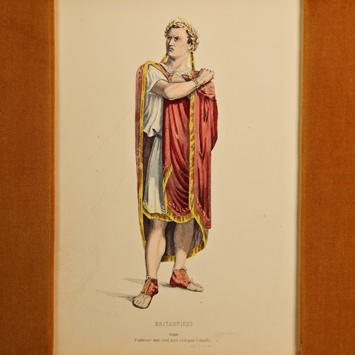 BRITTANICUS NERO Jean Racine Antique Original Theatre Portrait Engraving Print