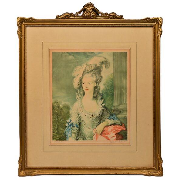 THOMAS GAINSBOROUGH Original Vintage Signed Graham Portrait Old Master Engraving