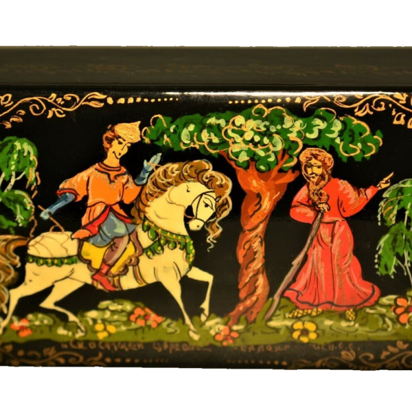 Antique Original Vintage Signed Soviet Russian Paper Mache Miniature Lacquer Box