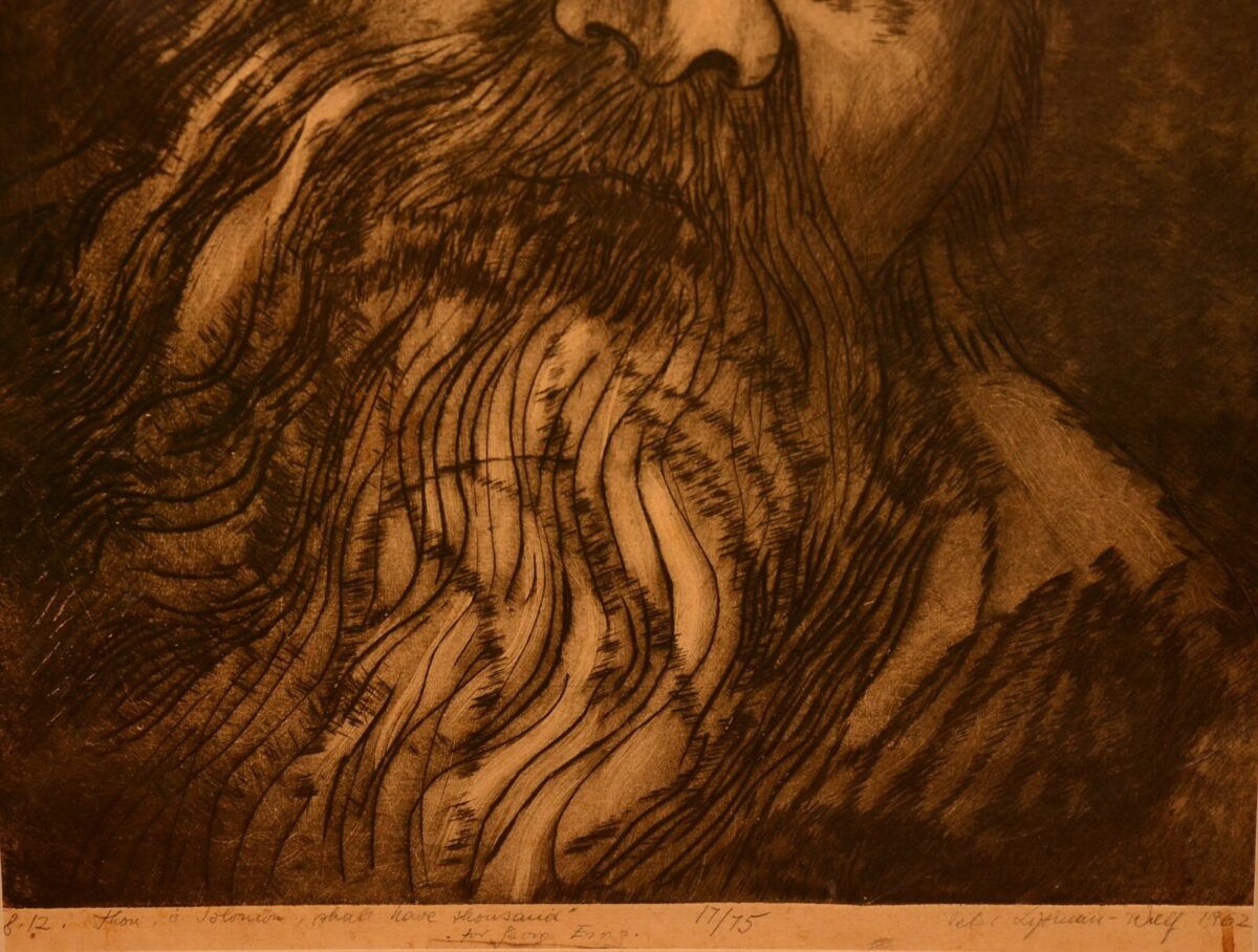 PETER LIPMAN WULF Original Vintage Signed King Solomon Portrait Drypoint Etching