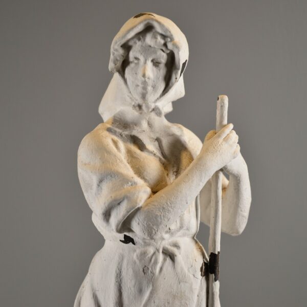 CHARLES PERRON Antique Original Signed Faneuse Spelter Figure Statue Sculpture