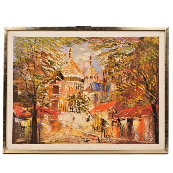 ANTONIO FIERRO Original Vintage Signed European Cityscape Landscape Oil Painting