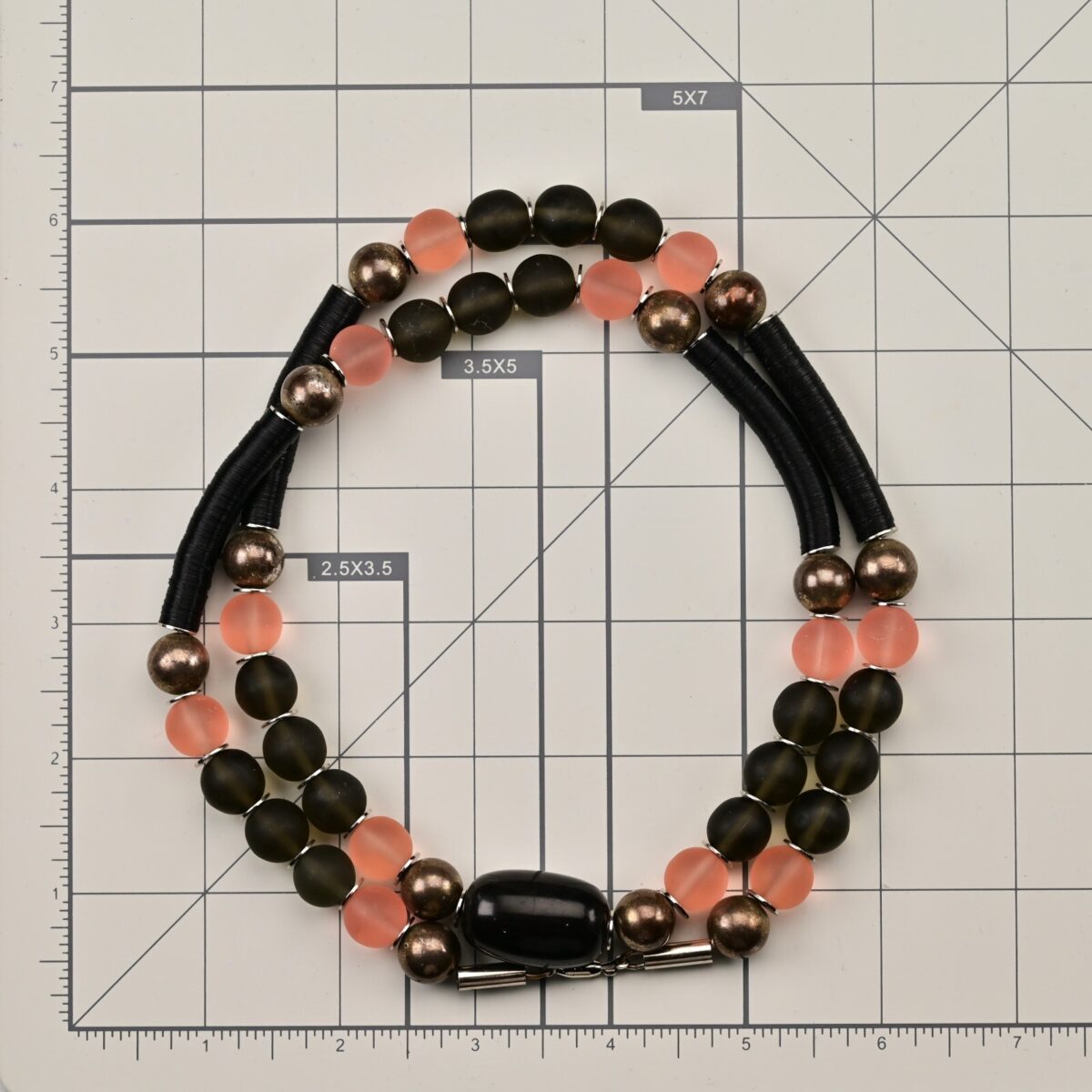 Vintage Original Sterling Silver Onyx Quartz Shell Cut Gemstone Estate Necklace