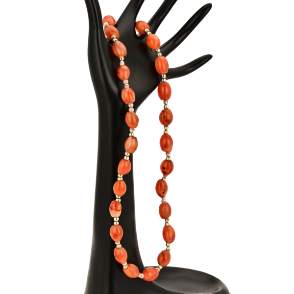 Vintage Original Design Sulaimani Agate Carnelian Bead Gemstone Estate Necklace
