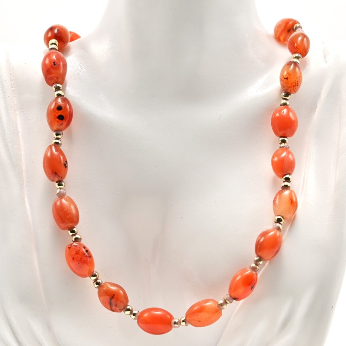 Vintage Original Design Sulaimani Agate Carnelian Bead Gemstone Estate Necklace