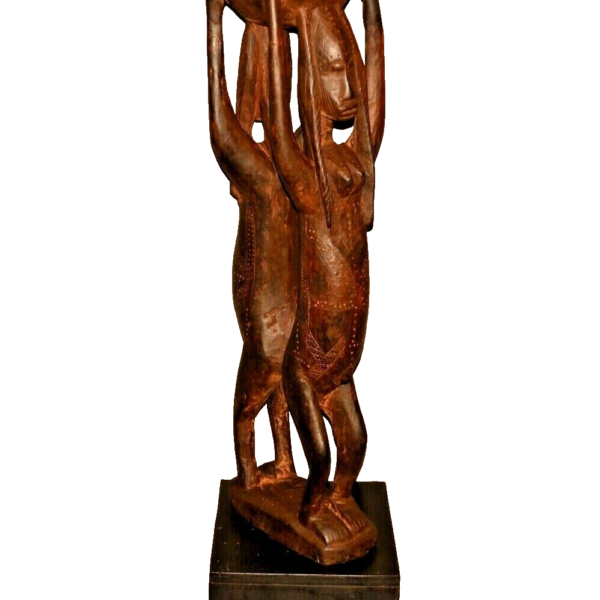 Antique Original Vintage African Deity Figure Carved Tall Totem Statue Sculpture