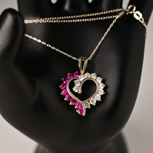 THAI HAN Vintage Original Sterling Silver Gemstone Heart Pendant Estate Necklace