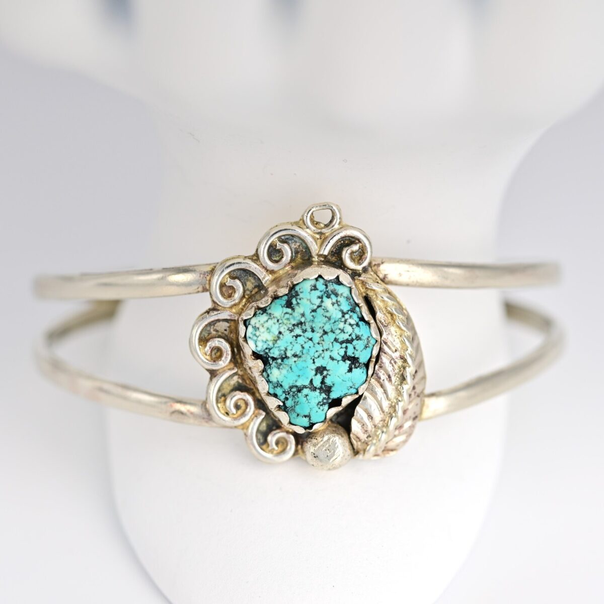 Original Vintage Alpaca Silver Native American Turquoise Gemstone Estat Bracelet