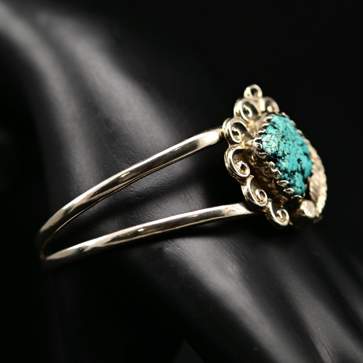 Original Vintage Alpaca Silver Native American Turquoise Gemstone Estat Bracelet