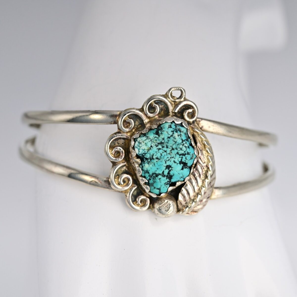 Original Vintage Alpaca Silver Native American Turquoise Gemstone Estat Bracelet
