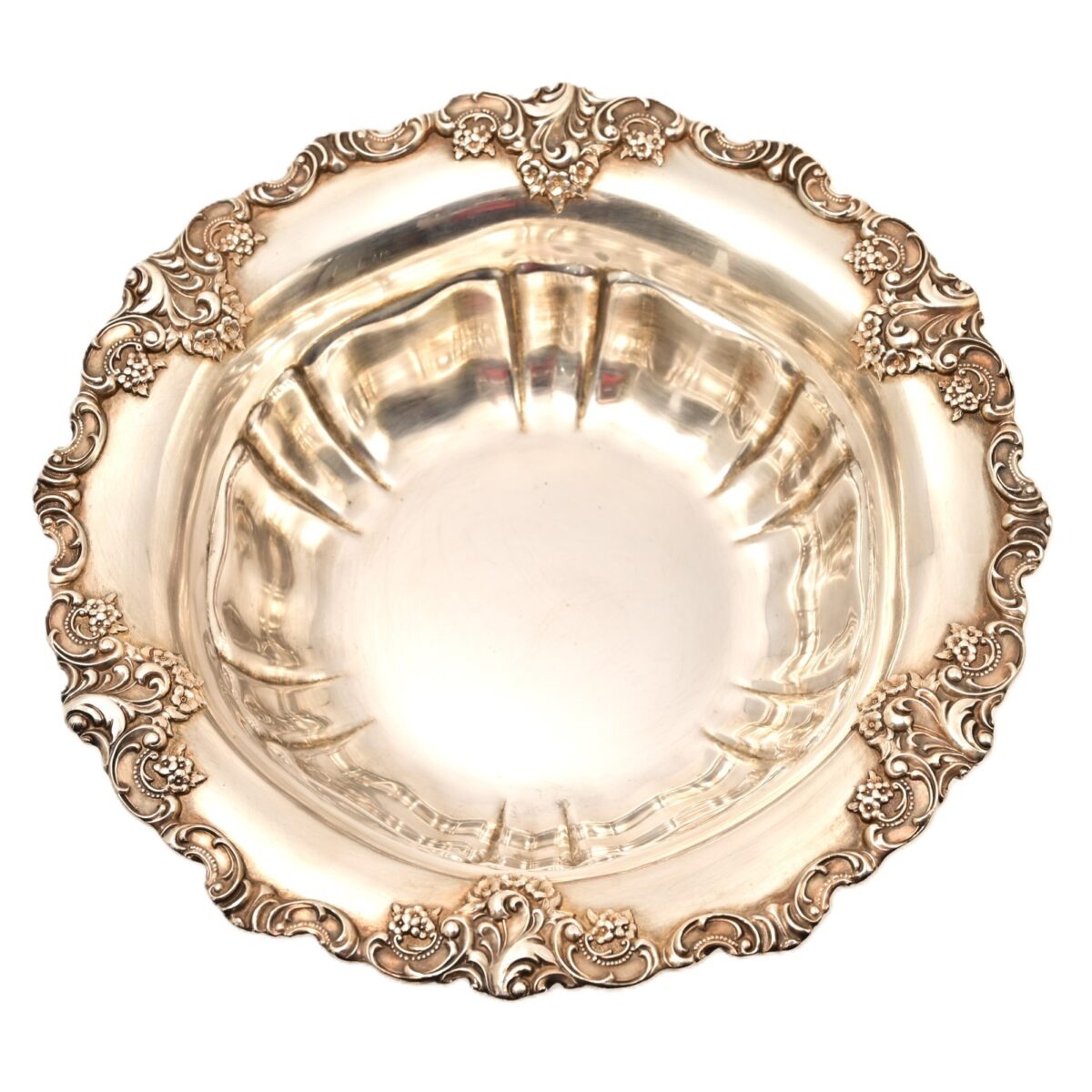 WALLACE Baroque Original Vintage Signed Silverplate Centerpiece Repousse Bowl