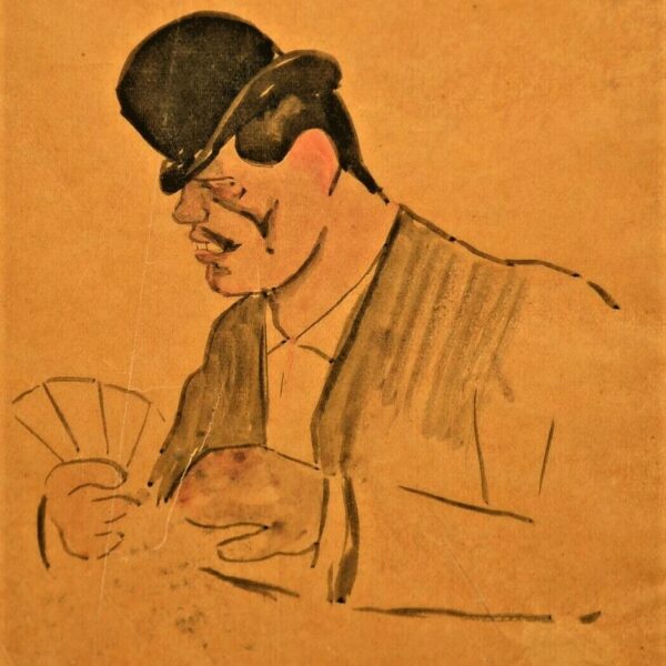GEORGES ALFRED BOTTINI Original Signed Cash Collector Gangster Portrait Painting
