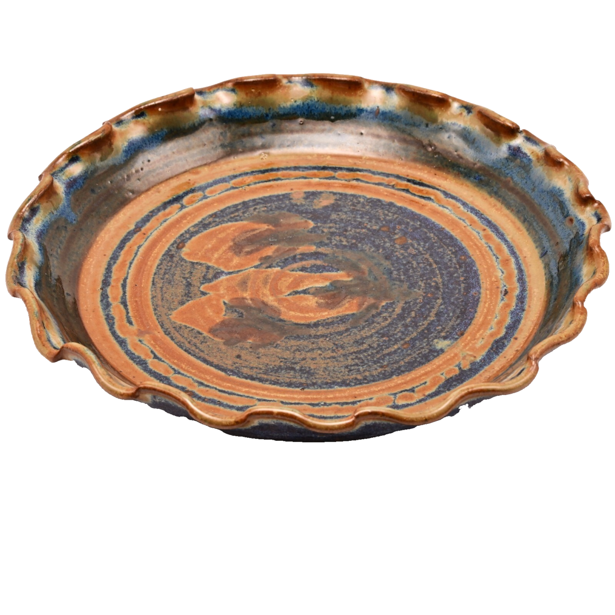 Original Vintage Artist Signed Studio Pottery Dish Ash Glazed Ceramic Fire Plate