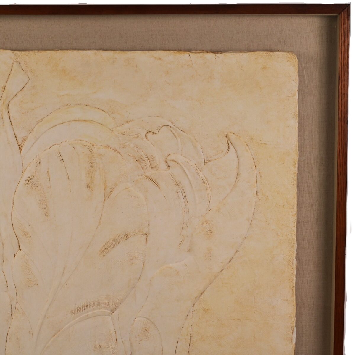 BRIONI Original Vintage Signed Bas Relief Plaster Wall Sculpture Floral Painting