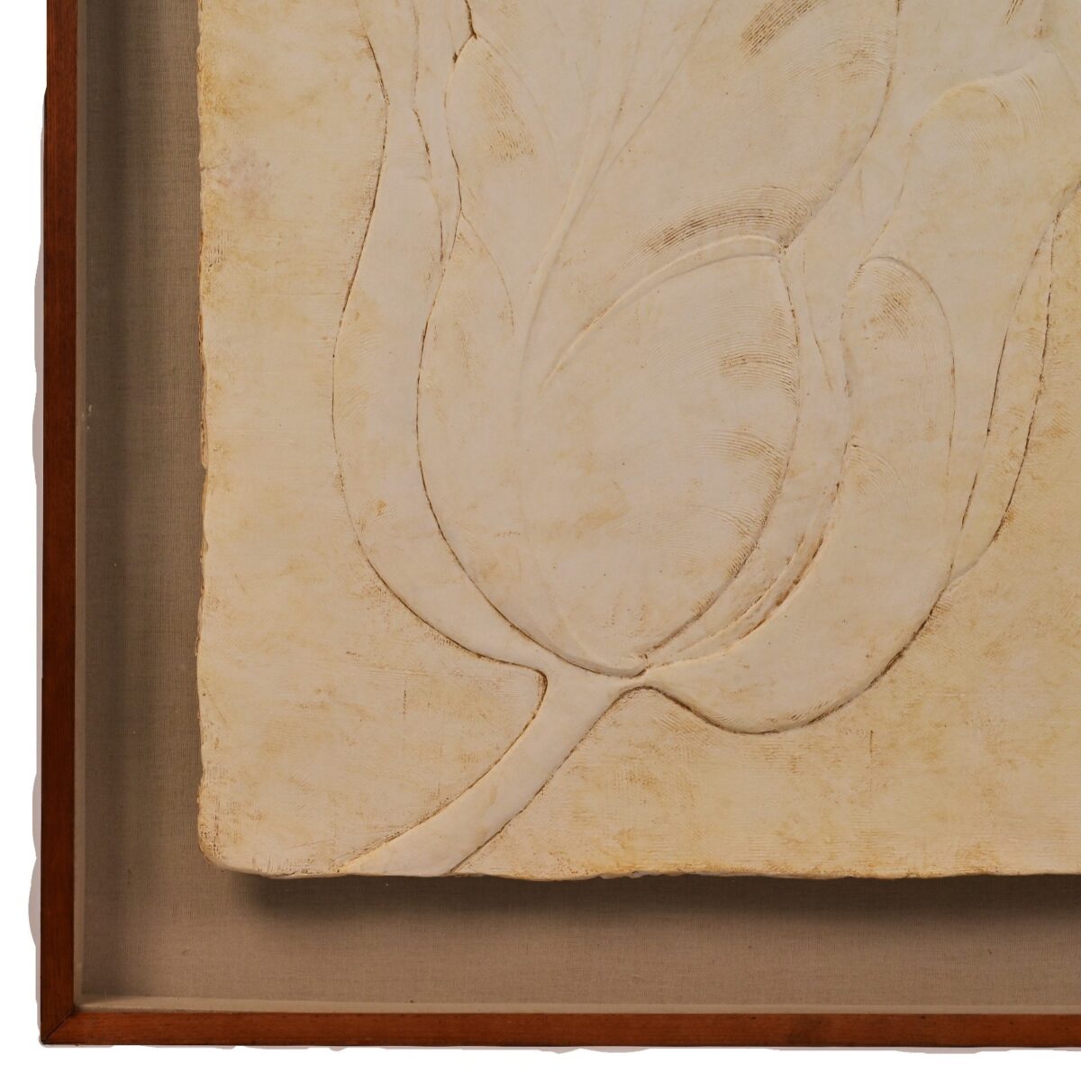 BRIONI Original Vintage Signed Bas Relief Plaster Wall Sculpture Floral Painting