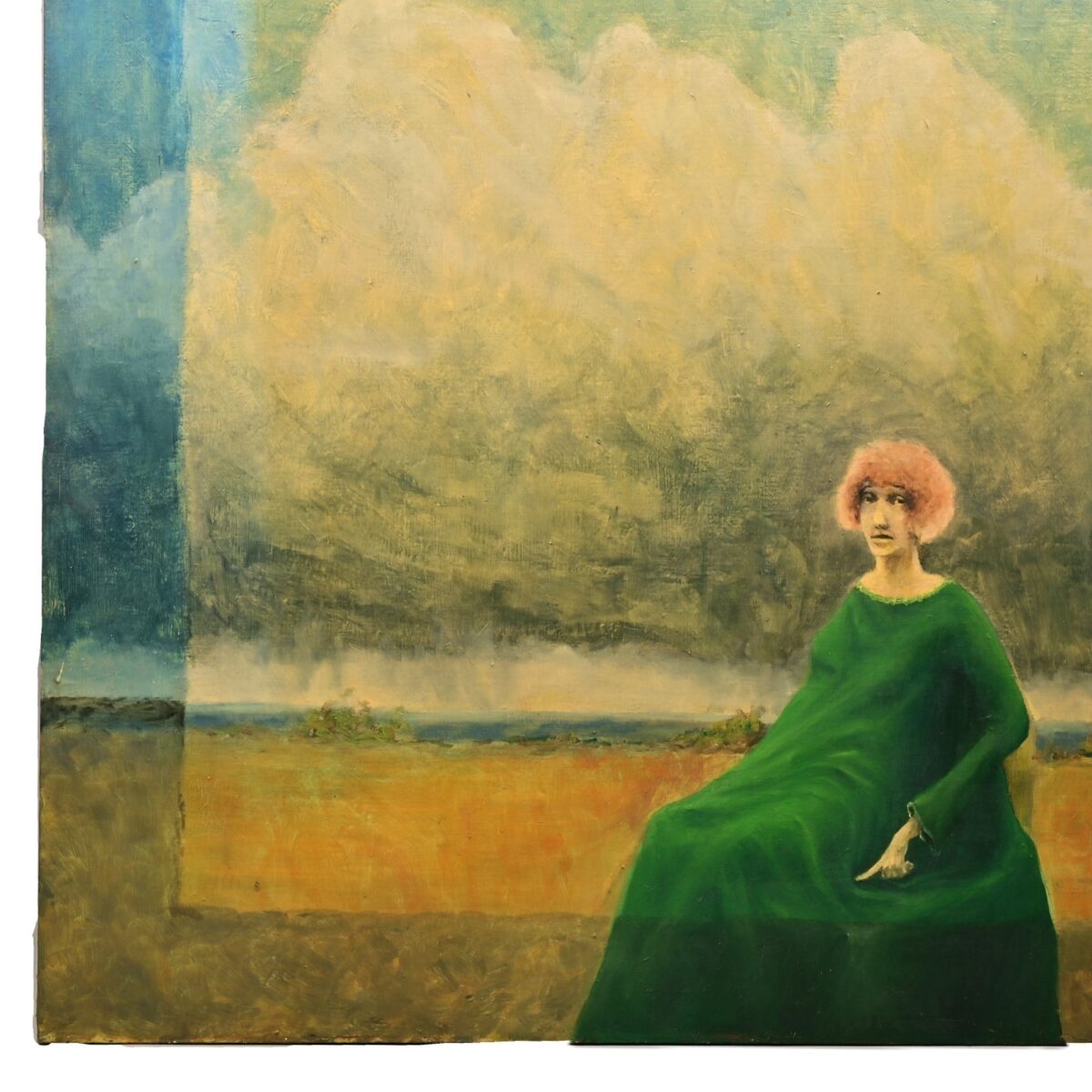 FREDERICK SPRAGUE Original Vintage Signed Lady Portrait Landscape Oil Painting