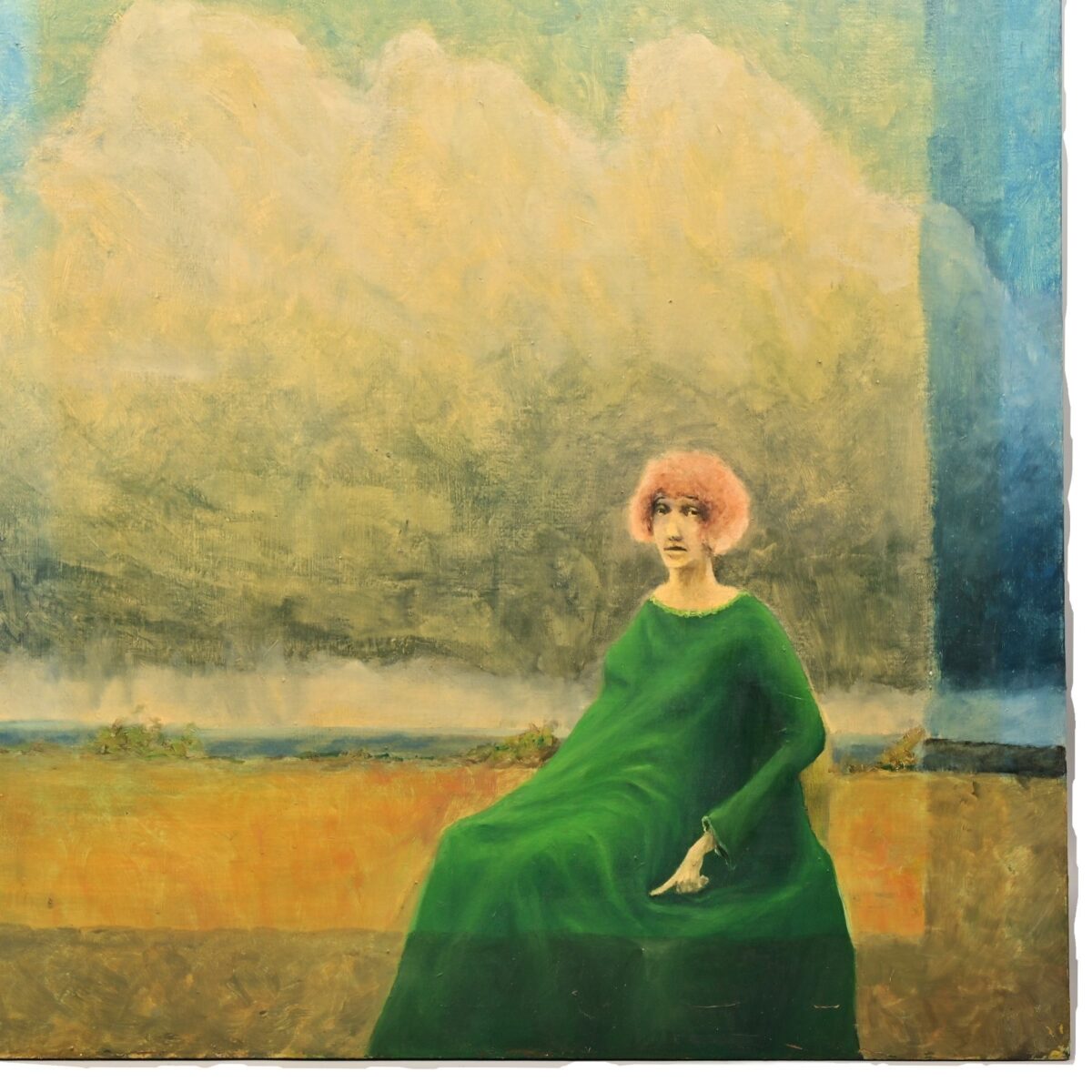 FREDERICK SPRAGUE Original Vintage Signed Lady Portrait Landscape Oil Painting