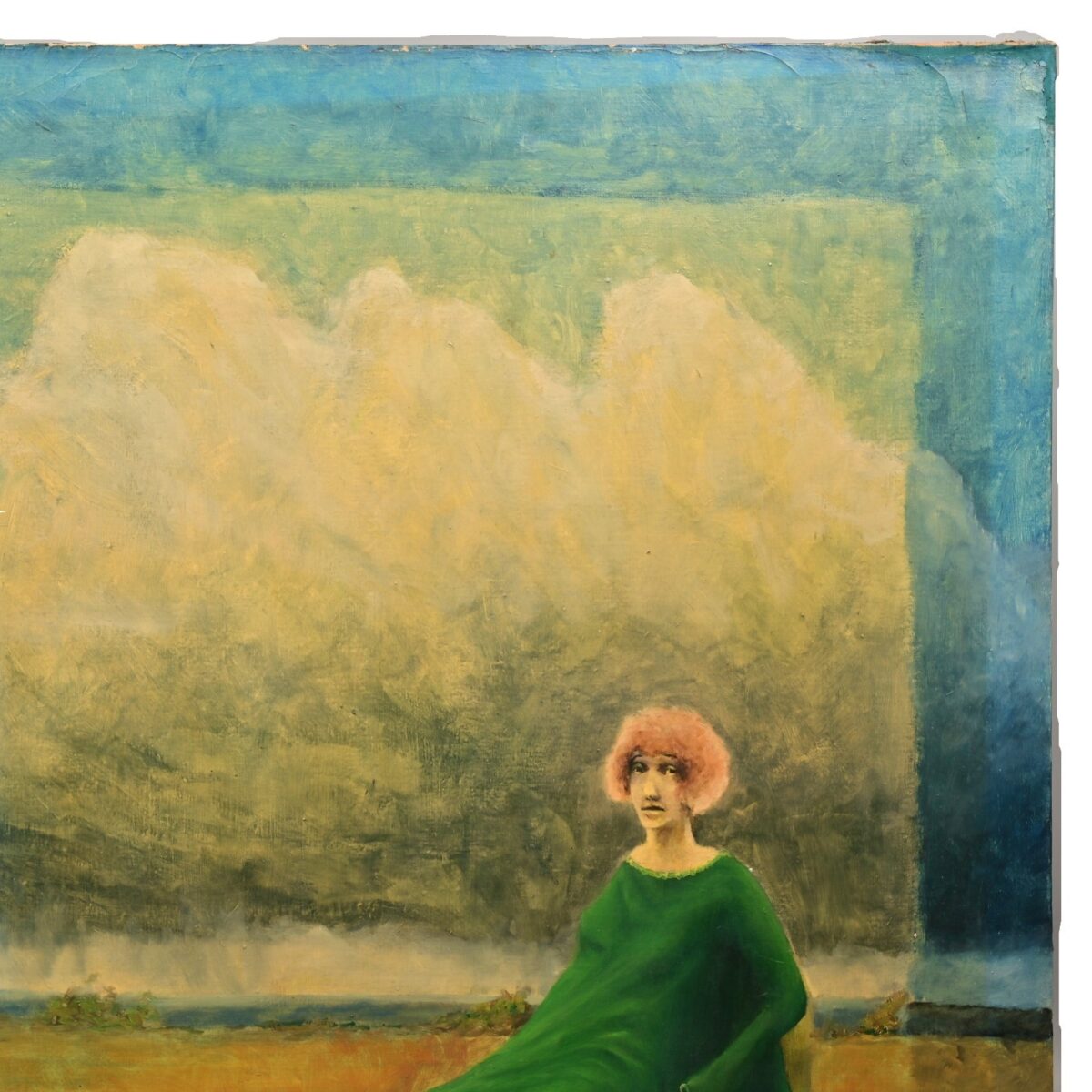 FREDERICK SPRAGUE Original Vintage Signed Lady Portrait Landscape Oil Painting